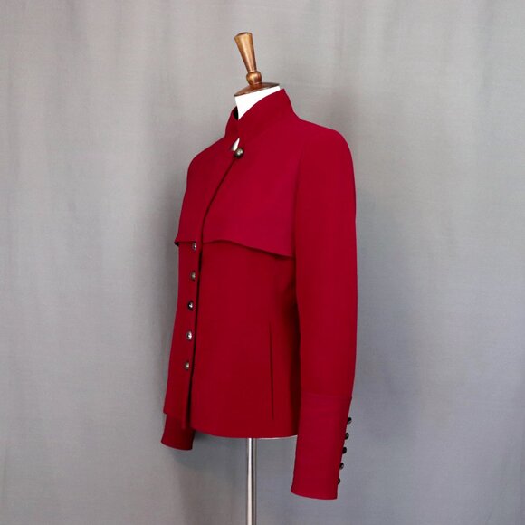 Donna Karan New York Size 8 Red Blazer Stretch Jacket Silver Buttons - Picture 7 of 16